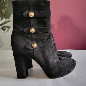 Michael Kors Black Ankle Boots with Gold Accents